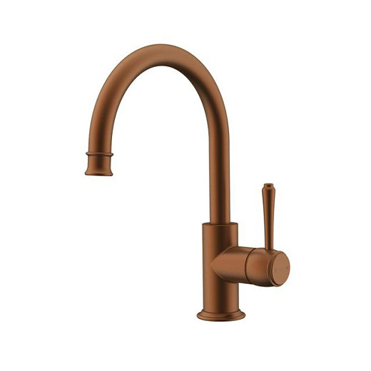 Eternal Gooseneck Basin Mixer Brushed Copper